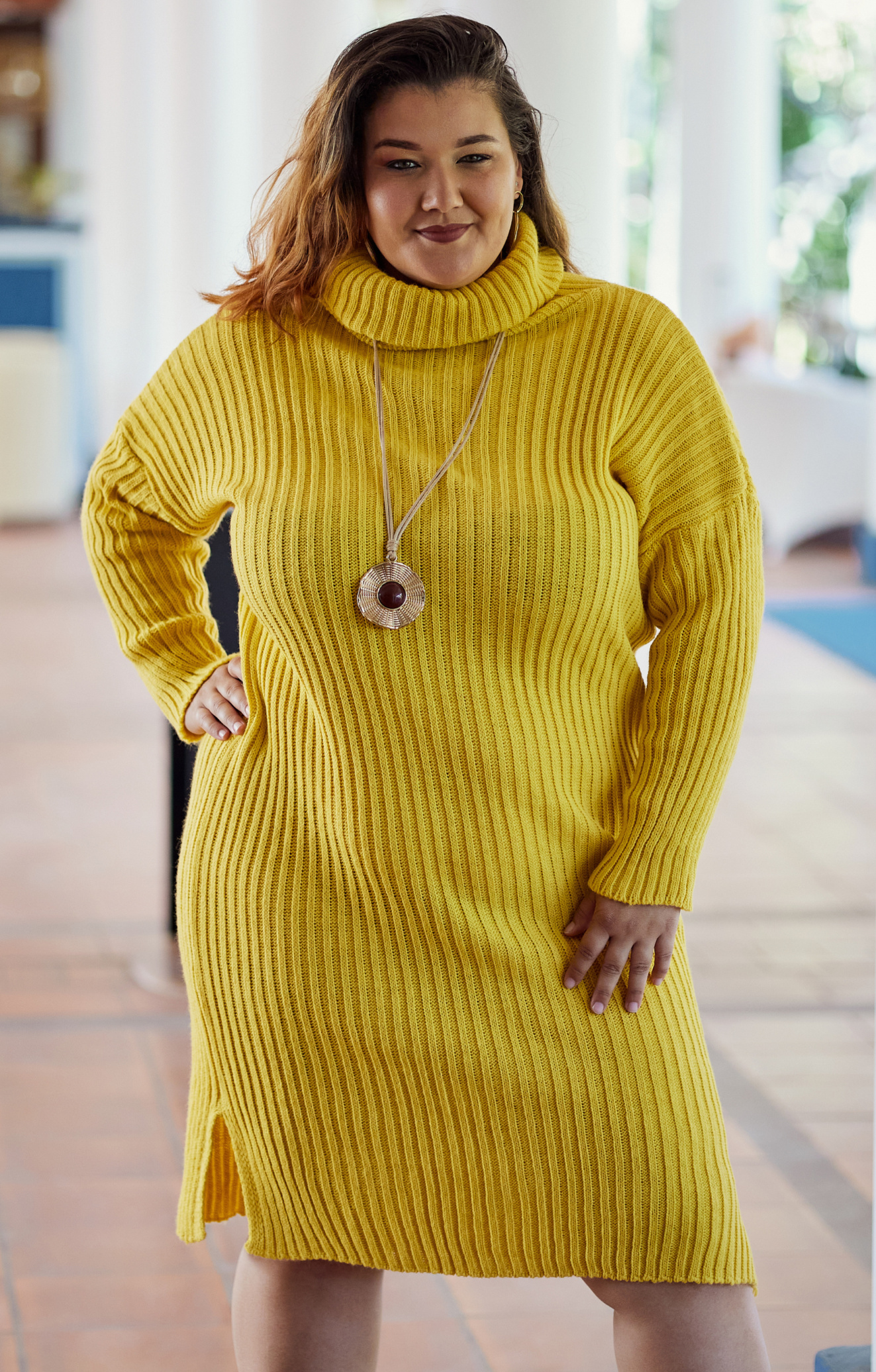 Borneobulletin Robe Pull Couleur Moutarde Manteau Long Manteau A